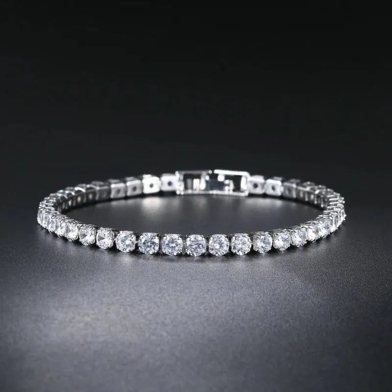 Close-up of the Men's Bracelet Silver – Ice Royale Tennis Bracelet with sparkling cubic zirconia stones.