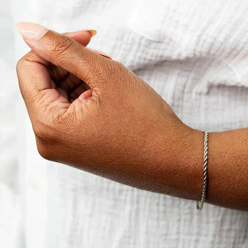 925 sterling silver rope chain bracelet for men with a classic minimalist style.