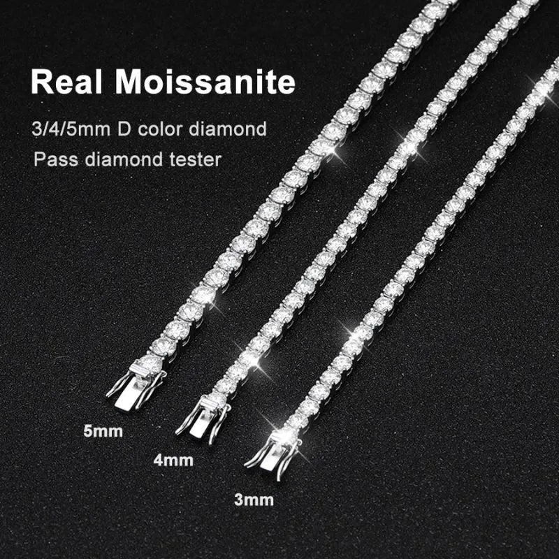 Certified moissanite bracelet in sterling silver with 18K white gold finish for luxury everyday wear.