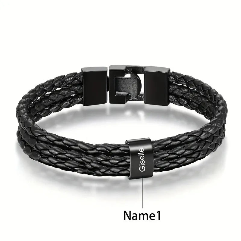 Customised Men's Bracelet – Heritage Family Names Bracelet with one engraved name bead, the 1 Name option.