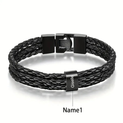 Customised Men's Bracelet – Heritage Family Names Bracelet with one engraved name bead, the 1 Name option.