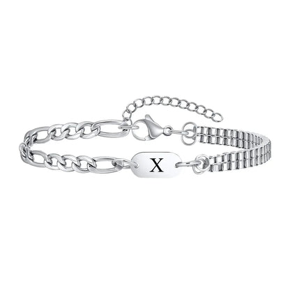 Insignia initial bracelet with letter X engraved ID tag