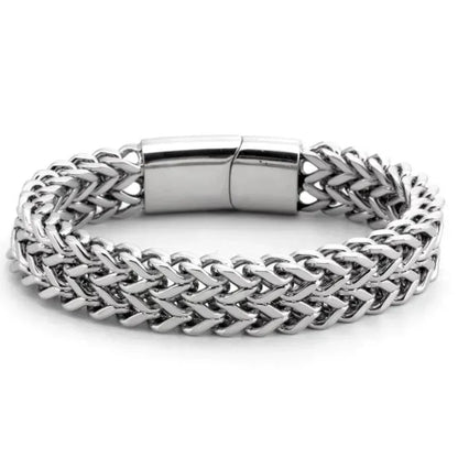 Customised Men's Bracelet – Ironclad Cuban Chain Bracelet in polished stainless steel with a double Franco chain design.