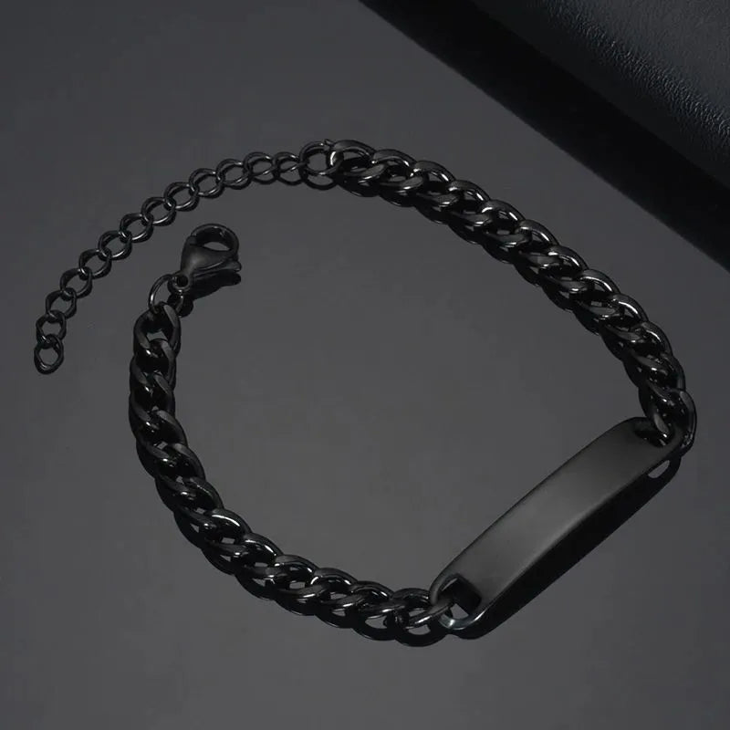 Premium Legacy Nameplate Bracelet with personalised engraving for men.