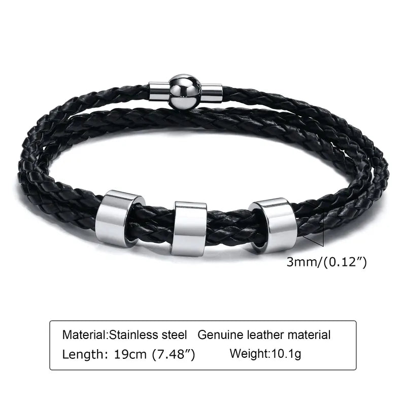 Lineage bracelet clasp and bead width detail on wood surface