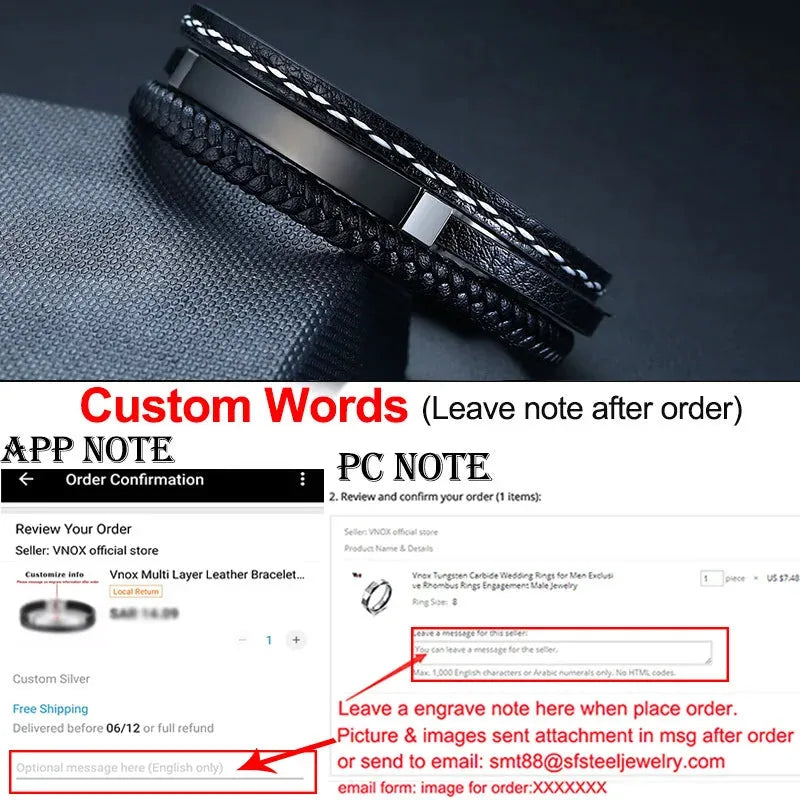 Marlin braided leather bracelet with blank black ID plate