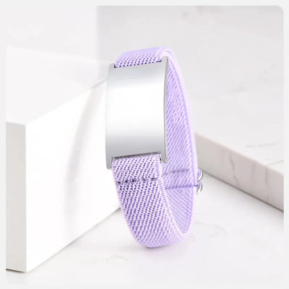 Pulse elastic ID bracelet in lilac with silver-finish plate