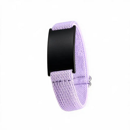 Pulse elastic ID bracelet in lilac with black-finish plate