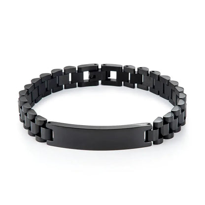 Customised Men's Bracelet – Regent Link Watch-Band Bracelet in the Black finish.