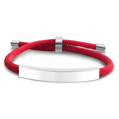 Voyager adjustable cord bracelet in red with silver-tone nameplate