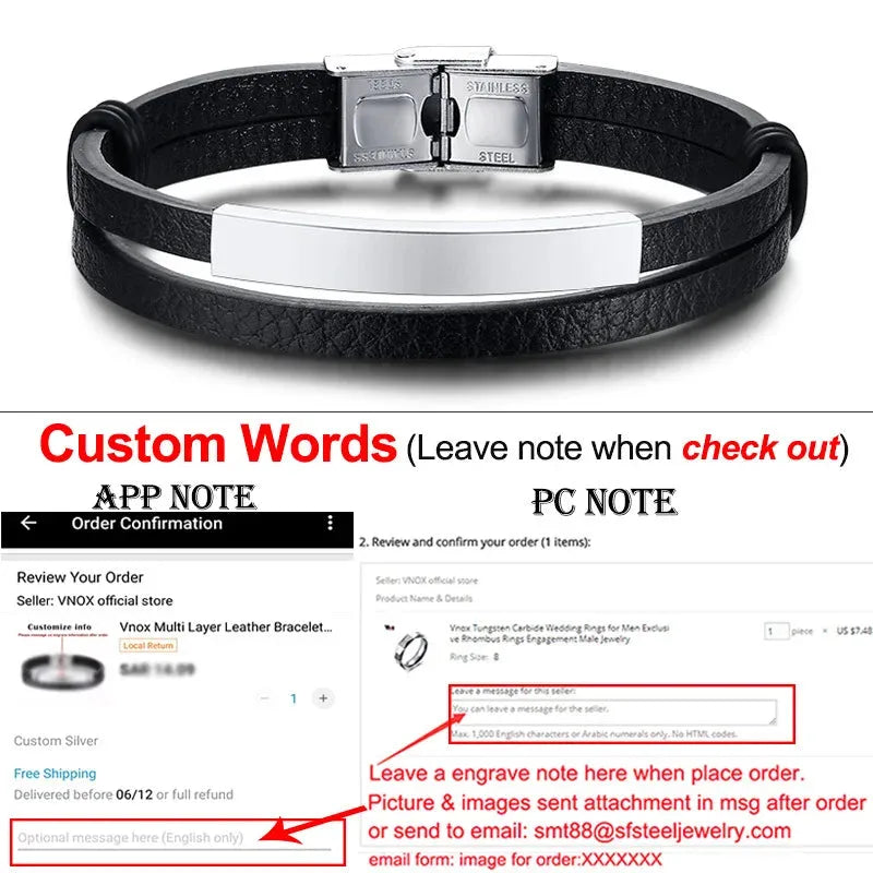 Weave leather bracelet with blank silver ID plate