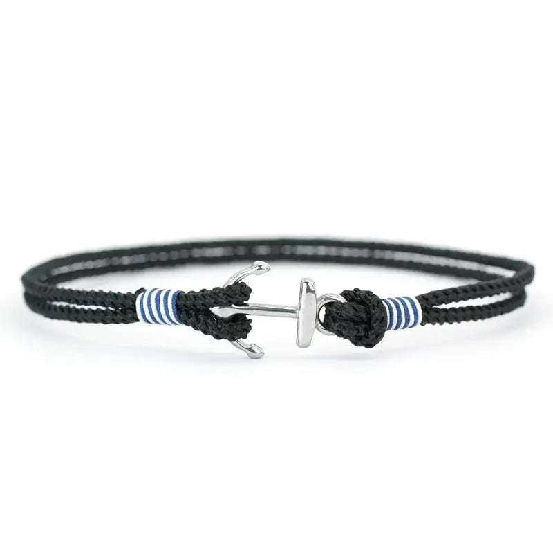 Men Bracelet Rope – Bosun Anchor Rope Bracelet in Black