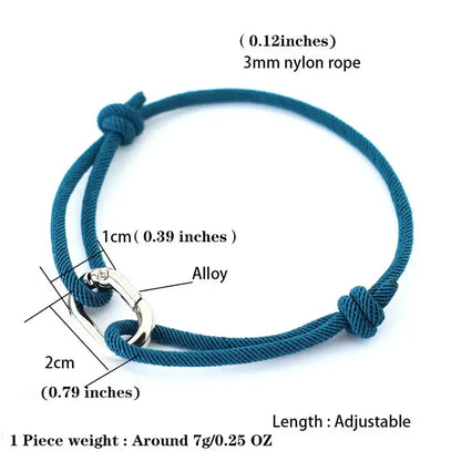 Diagram showing the 3mm cord and alloy spring-clip clasp dimensions