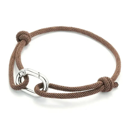 Brown nylon cord bracelet with an alloy spring-clip clasp