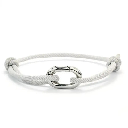 Silver grey nylon cord bracelet with an alloy spring-clip clasp