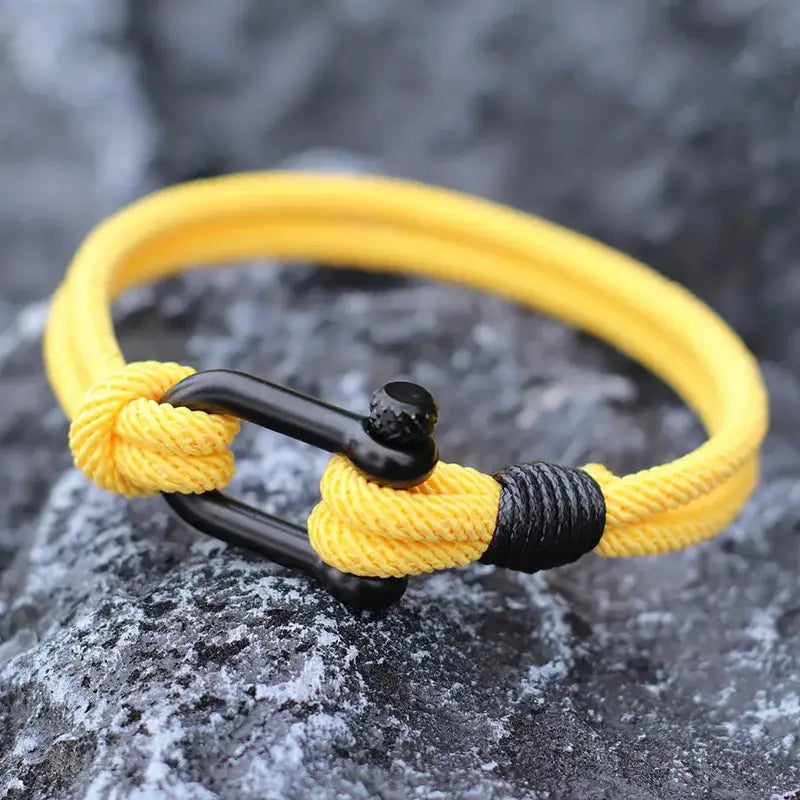 Men Bracelet Rope – Helm Shackle Rope Bracelet in yellow