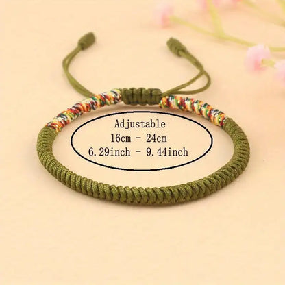 Diagram showing the adjustable 16-24cm sliding knot closure on a braided cord bracelet