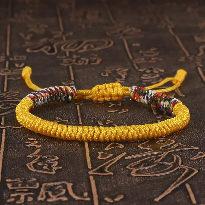 Men Bracelet Rope – Karma Adjustable Knot Bracelet in yellow