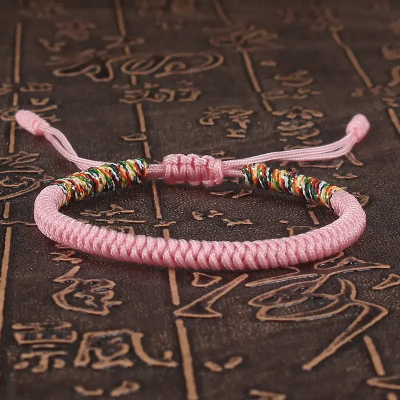 Men Bracelet Rope – Karma Adjustable Knot Bracelet in pink