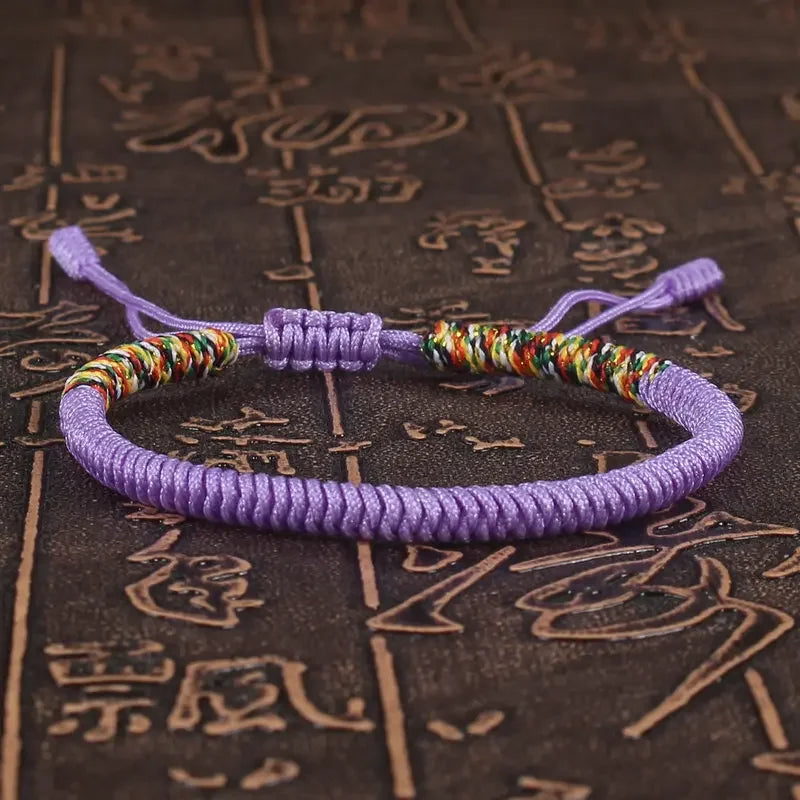 Men Bracelet Rope – Karma Adjustable Knot Bracelet in purple