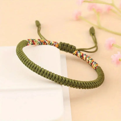 Army green braided cord bracelet hand-knotted with the King Kong knot