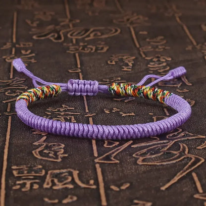Purple braided cord bracelet hand-knotted with the King Kong knot
