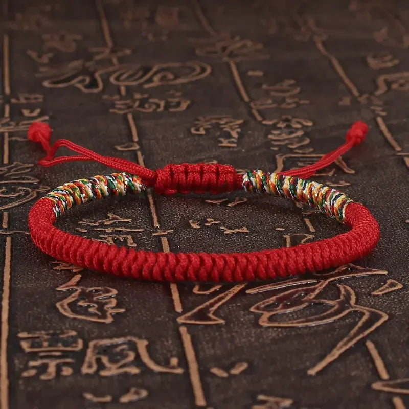 Men Bracelet Rope – Karma Adjustable Knot Bracelet in red
