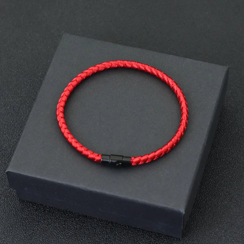 Men Bracelet Rope – Keel Braided Cord Bracelet in red, shown in gift box