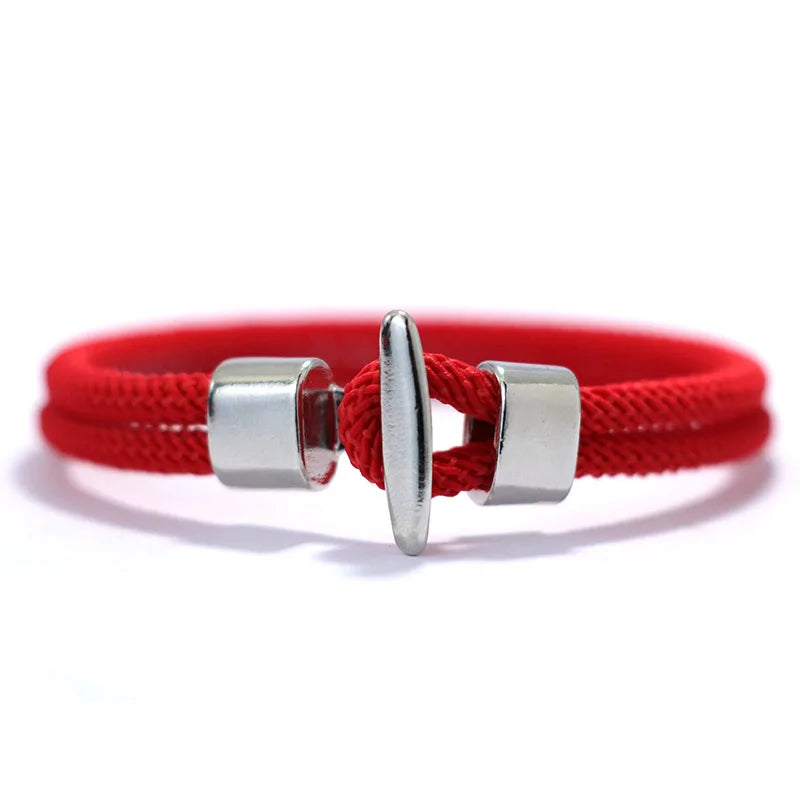 Men Bracelet Rope – Meridian Milan Rope Bracelet in Silver Red