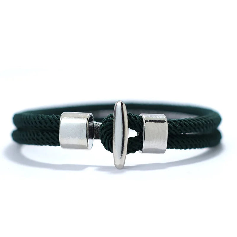 Men Bracelet Rope – Meridian Milan Rope Bracelet in Silver Green