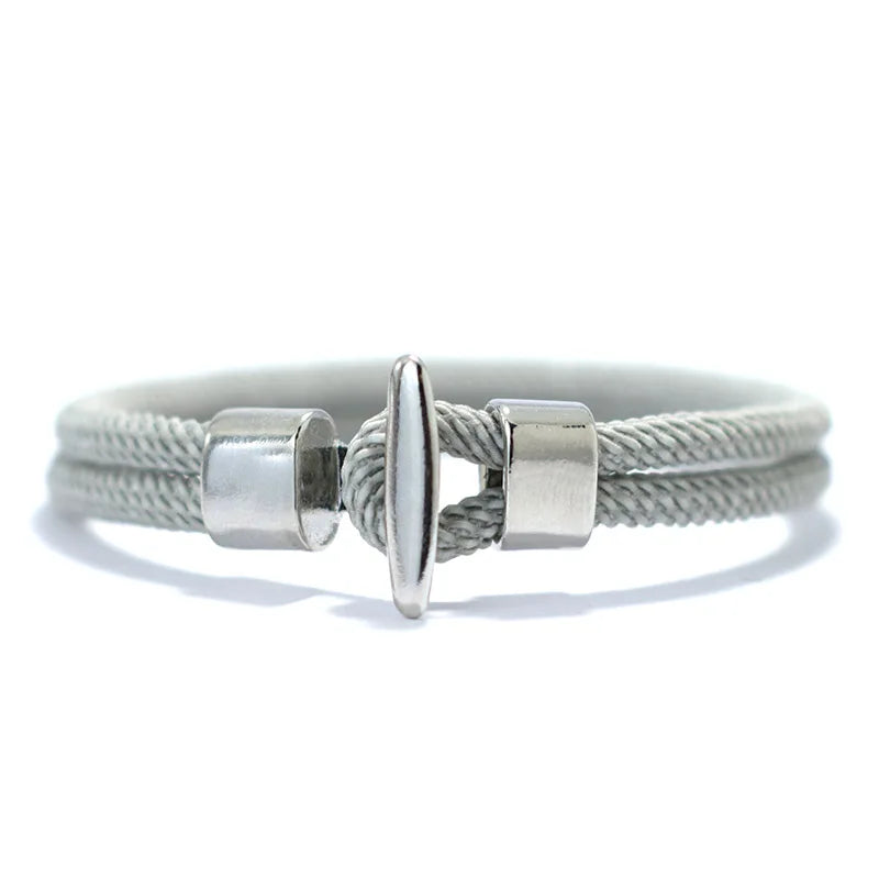 Men Bracelet Rope – Meridian Milan Rope Bracelet in Silver Grey