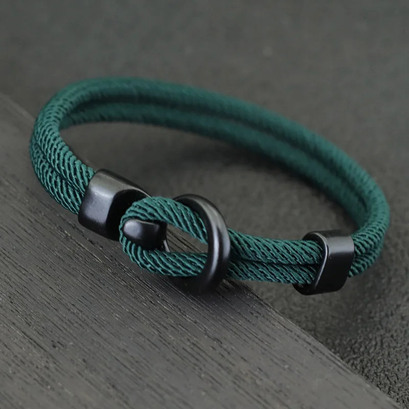 Men Bracelet Rope – Moor Double-Loop Rope Bracelet in green