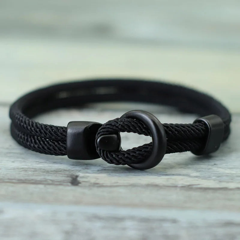 Men Bracelet Rope – Moor Double-Loop Rope Bracelet in black