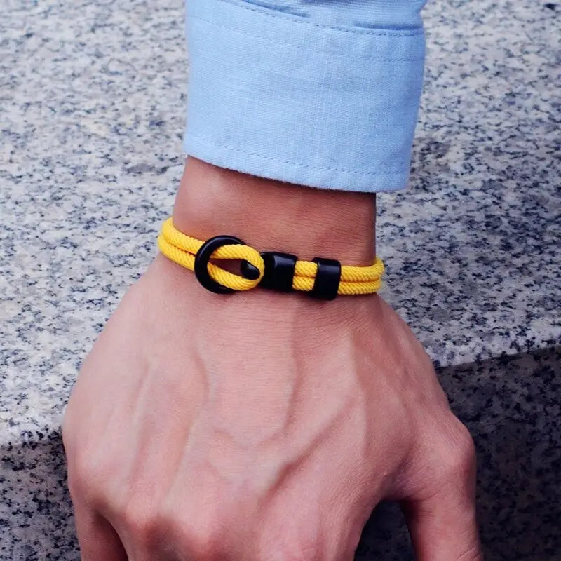 Men Bracelet Rope – Moor Double-Loop Rope Bracelet worn on the wrist in yellow