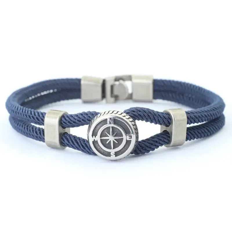 Men Bracelet Rope – Northstar Compass Rope Bracelet in navy