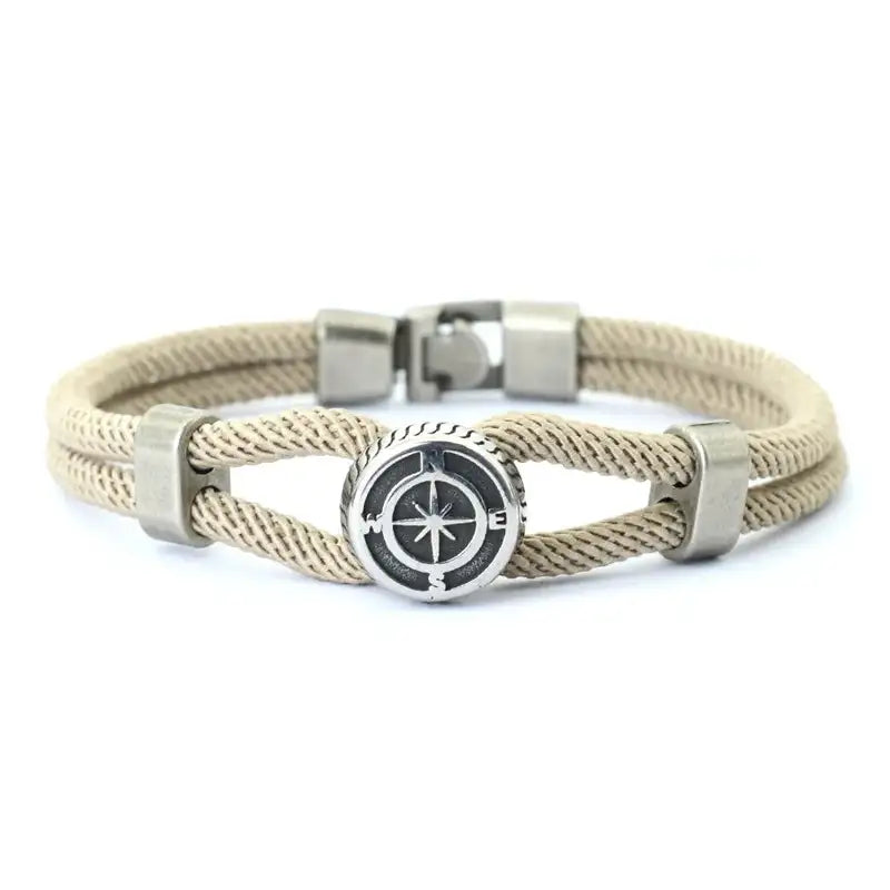 Men Bracelet Rope – Northstar Compass Rope Bracelet in khaki