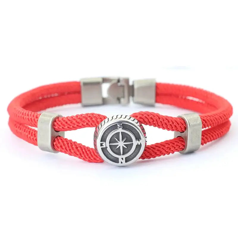 Men Bracelet Rope – Northstar Compass Rope Bracelet in red