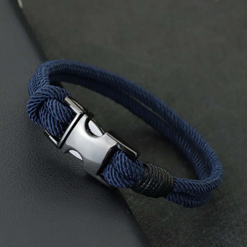 Men Bracelet Rope – Rigger Spring Buckle Rope Bracelet in Navy