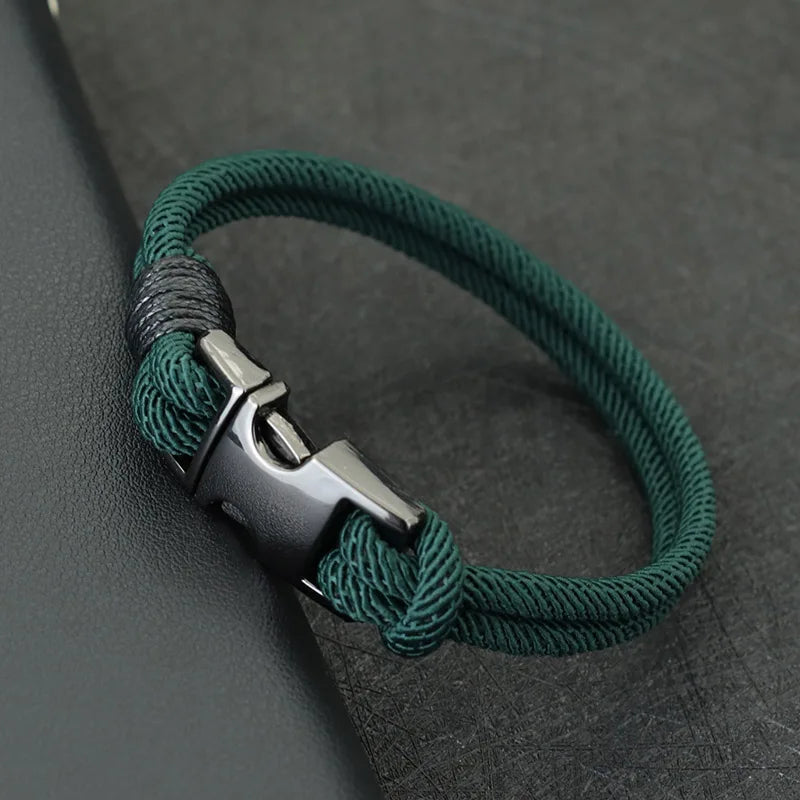 Men Bracelet Rope – Rigger Spring Buckle Rope Bracelet in Green