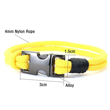 Diagram showing the 4mm rope thickness and alloy buckle dimensions