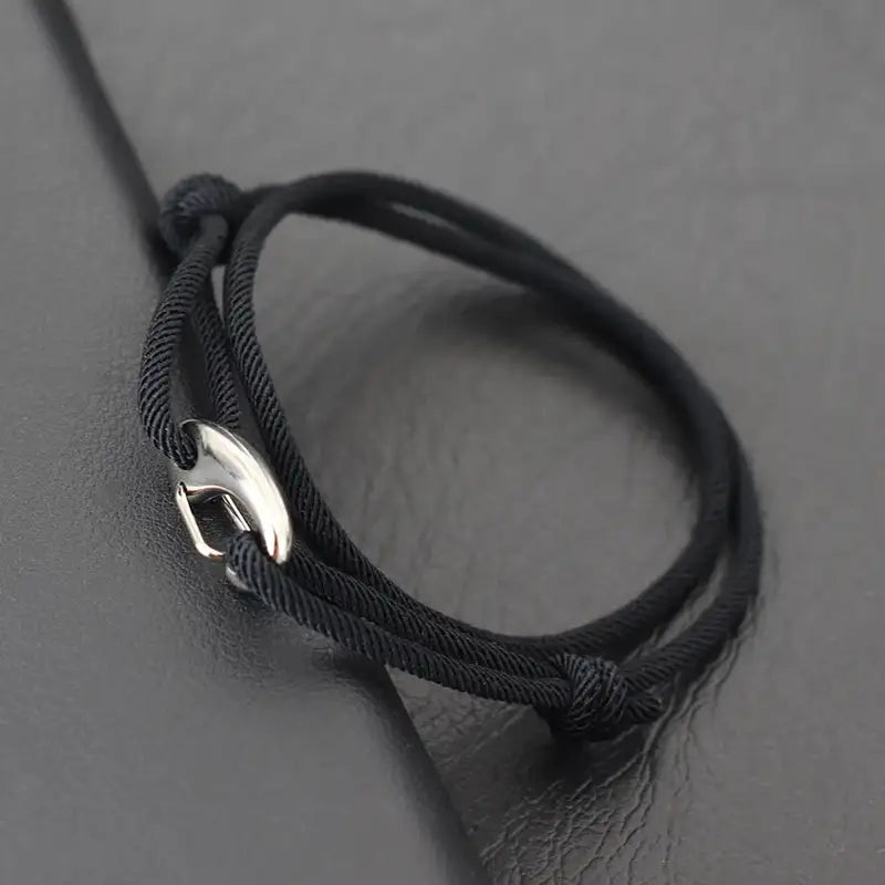 Men Bracelet Rope – Tide Double-Wrap Rope Bracelet in black