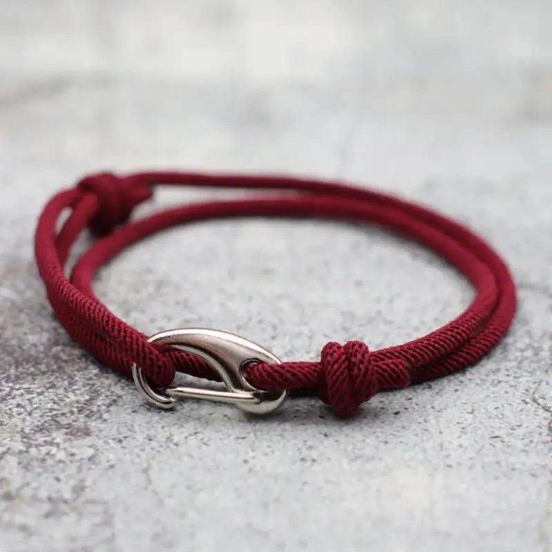 Men Bracelet Rope – Tide Double-Wrap Rope Bracelet in wine