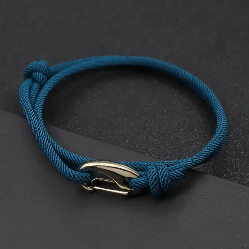 Men Bracelet Rope – Tide Double-Wrap Rope Bracelet in peacock blue