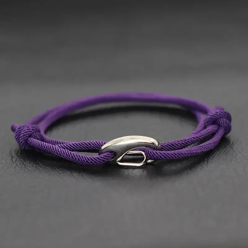 Men Bracelet Rope – Tide Double-Wrap Rope Bracelet in purple