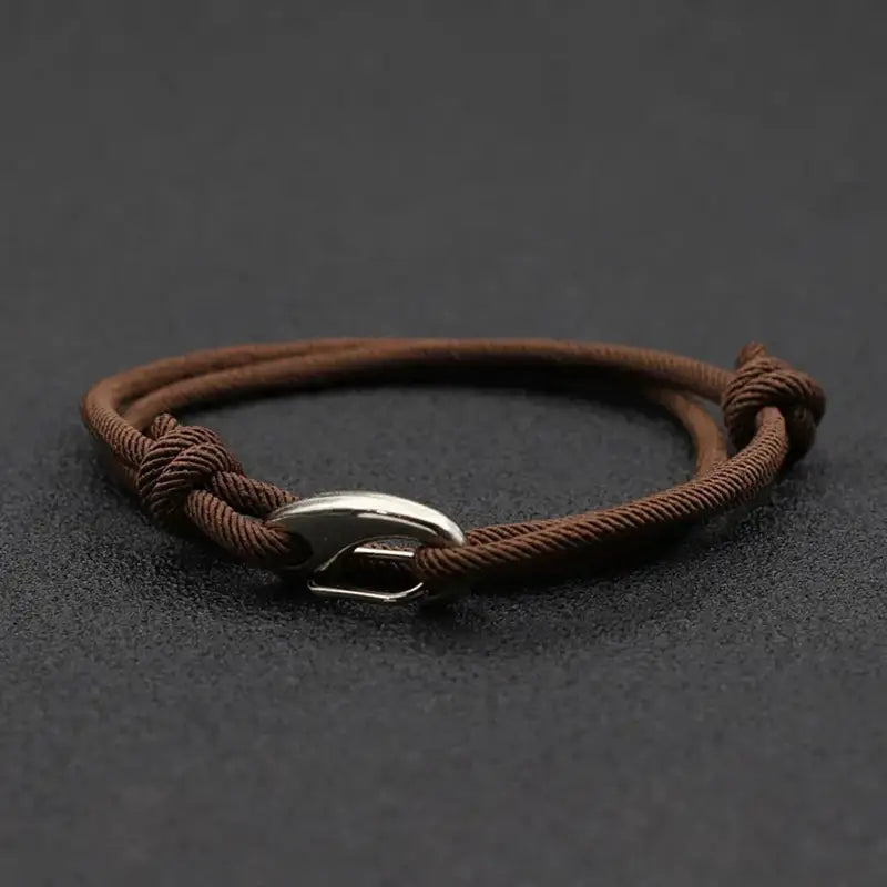 Men Bracelet Rope – Tide Double-Wrap Rope Bracelet in brown