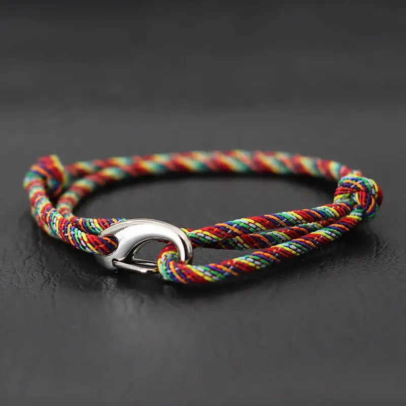 Men Bracelet Rope – Tide Double-Wrap Rope Bracelet in multicolor Rainbow