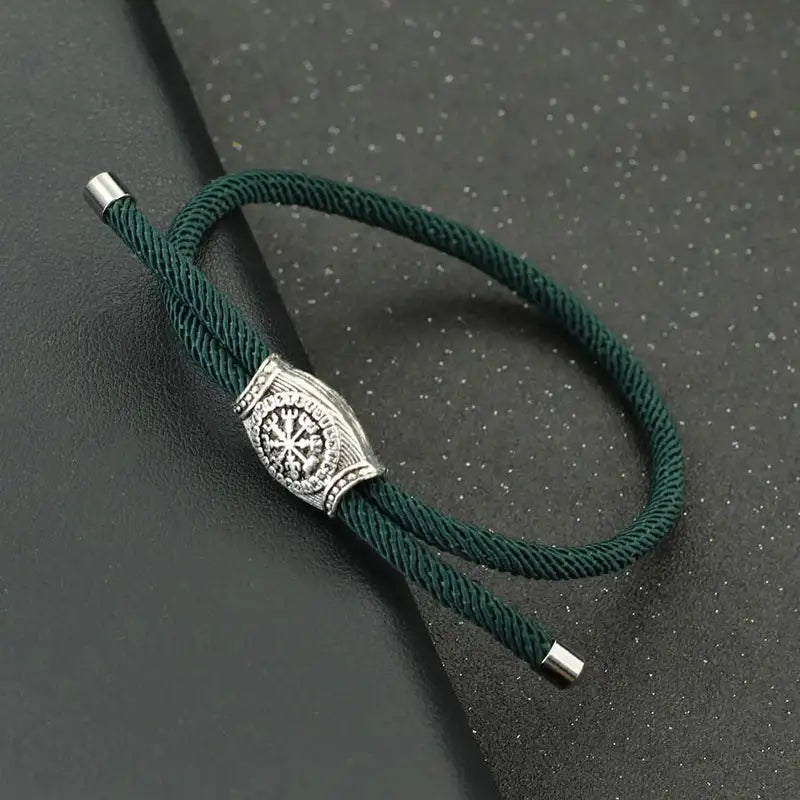 Men Bracelet Rope – Vegvisir Rune Rope Bracelet in Green