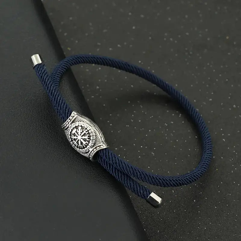 Men Bracelet Rope – Vegvisir Rune Rope Bracelet in Navy
