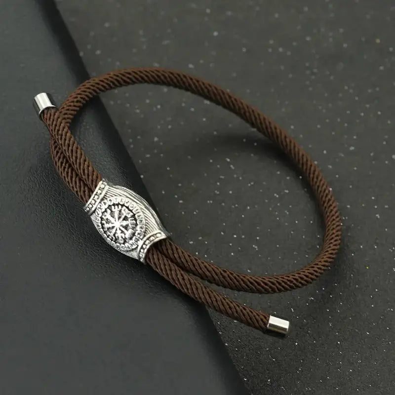 Men Bracelet Rope – Vegvisir Rune Rope Bracelet in Brown