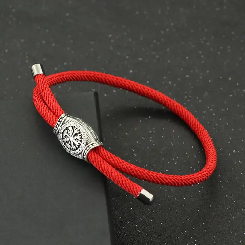 Men Bracelet Rope – Vegvisir Rune Rope Bracelet in Red